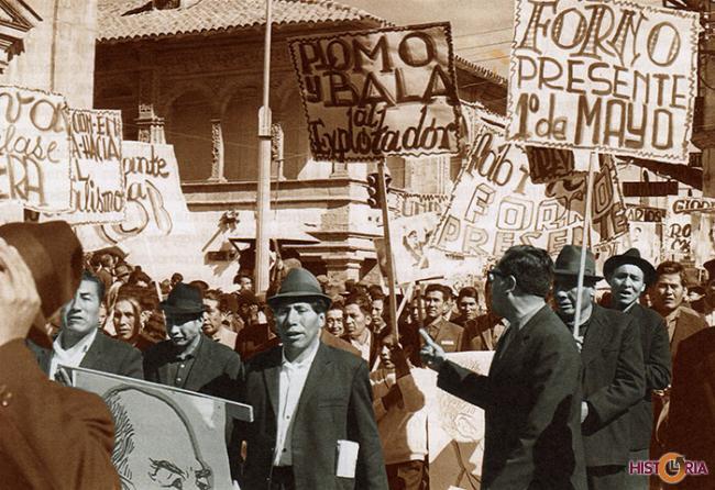 Marcha de 1 de mayo de 1971 en la ciudad de La Paz.